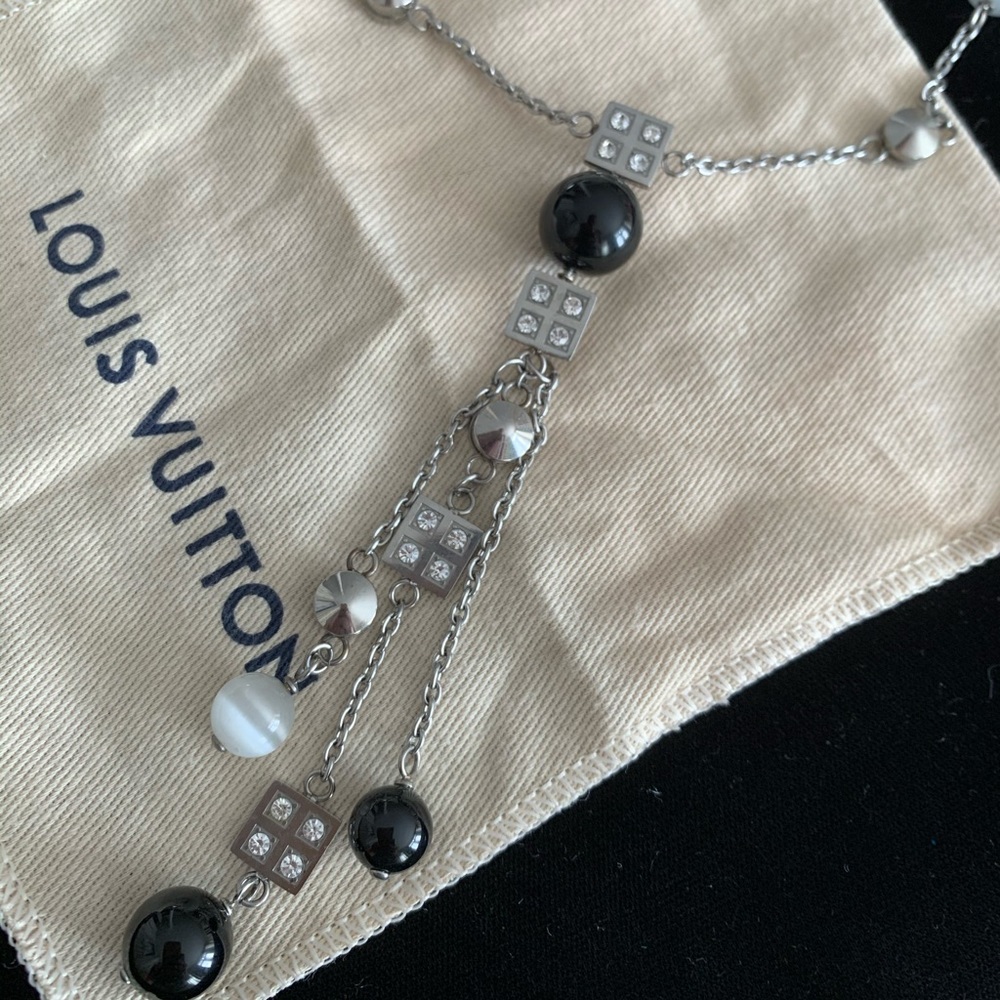 🆕🔥Natural Stones Blk/Wht&Crystals Necklace